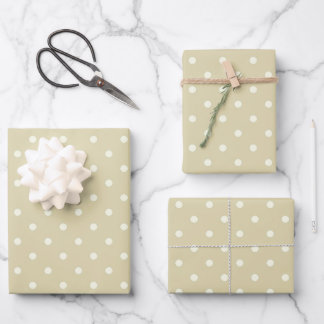Eleganter Stil Blassbeige Ecru und weiße Polka Dot Geschenkpapier Set