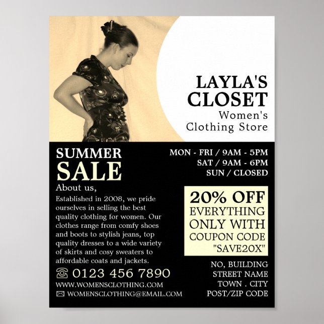 Eleganter Stil, Frauen-Bekleidungsartikelwerbung Poster (Vorne)