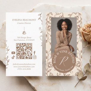 Eleganter Stil Wildblumen Blumenmonogramm Foto Visitenkarte
