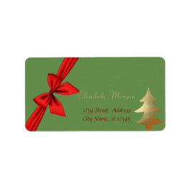 Eleganter stilistischer Weihnachtsbaum , Red Bow Adressaufkleber