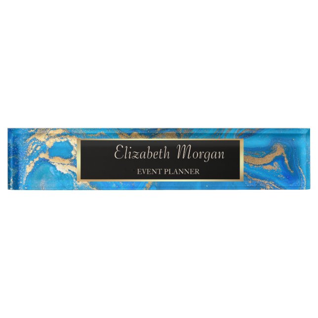 Eleganter Stilrahmen, blaues Marmor Namensplakette (Vorderseite)
