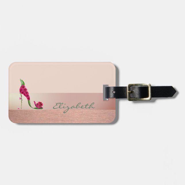 Eleganter Stilschick, Blume High Heel Gepäckanhänger (Vorderseite horizontal)