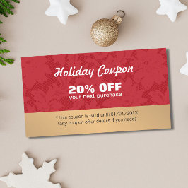 Eleganter Stilvoll Red Lace Gold Holiday Coupon