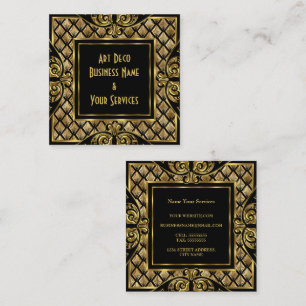 Eleganter stilvoller Art Deco Gold Schwarz Vintage Quadratische Visitenkarte