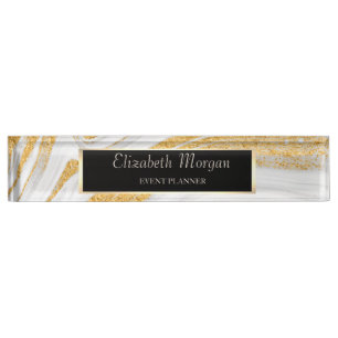 Eleganter stilvoller Gold-Glitter-Marmor, Rahmen Namensplakette