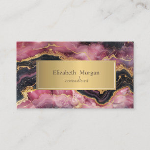 Eleganter stilvoller Gold Glitter Schwarz Burgunde Visitenkarte