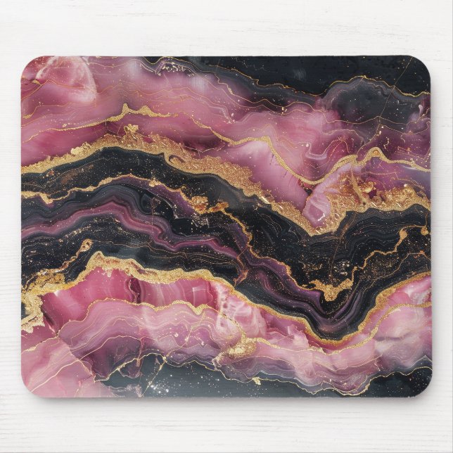 Eleganter, stilvoller Gold Glitzer Black Burgundy  Mousepad (Vorne)