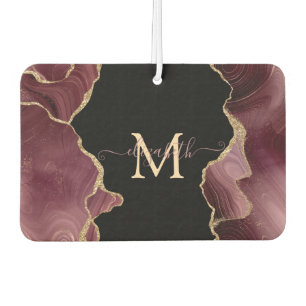 Eleganter, stilvoller Gold Glitzer Burgundy Agate Autolufterfrischer