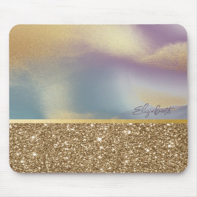 Eleganter, stilvoller Gold Glitzer Mousepad (Vorne)