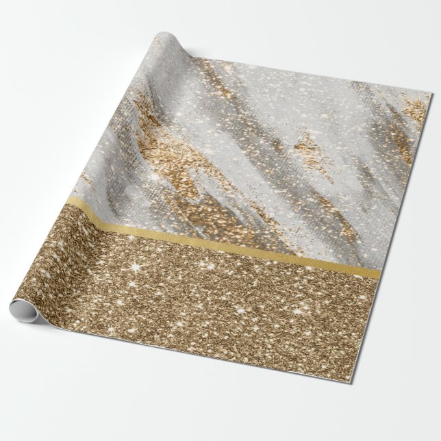 Eleganter, stilvoller Gold Glitzer Shiny Geschenkpapier (Ungerollt)