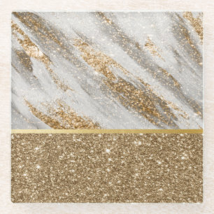 Eleganter, stilvoller Gold Glitzer Shiny Glasuntersetzer