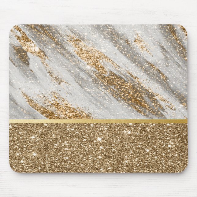 Eleganter, stilvoller Gold Glitzer Shiny Mousepad (Vorne)