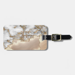 Eleganter stilvoller goldener Glitter-Cream-Marmor Gepäckanhänger