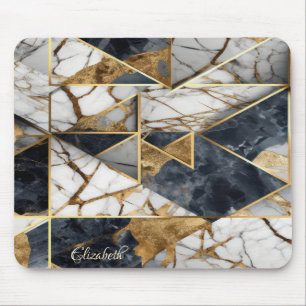 Eleganter stilvoller goldener schwarzer Marmor geo Mousepad