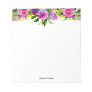 Eleganter stilvoller goldener Streifen, Blumen - P Notizblock