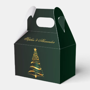 Eleganter stilvoller goldener Weihnachtsbaum Danke Geschenkschachtel