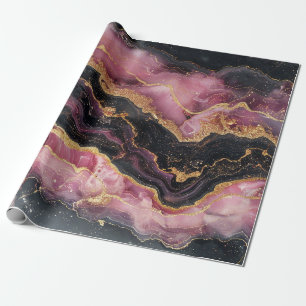 Eleganter stilvoller Goldglitter Schwarz Burgunder Geschenkpapier