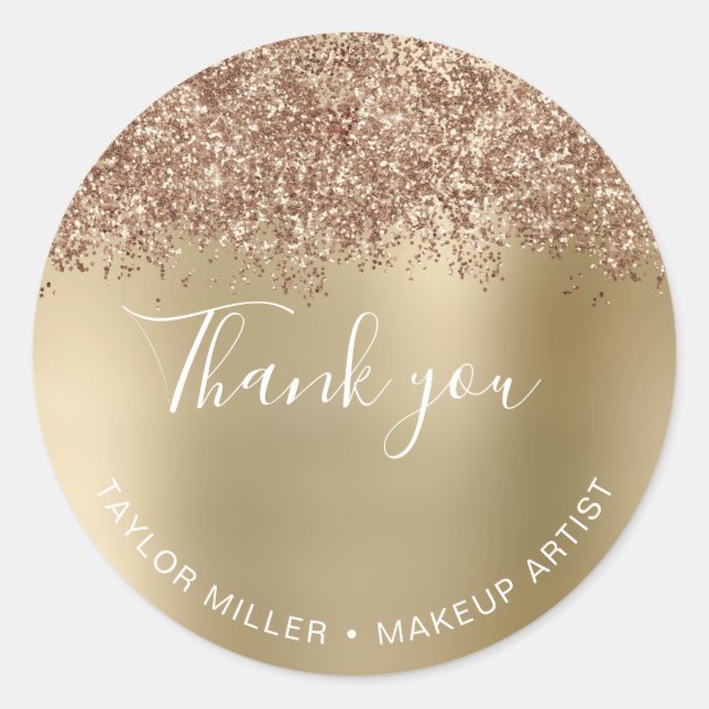 Eleganter stilvoller Kupfergold-Glitzer Rose Viele Runder Aufkleber (Vorderseite)