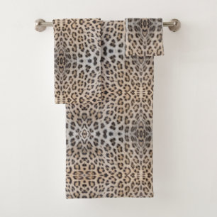 Eleganter stilvoller Leopard Gepard Fell Tierdruck Badhandtuch Set