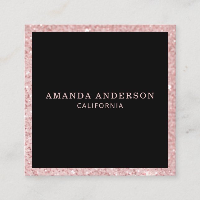 Eleganter stilvoller Rosa Glitzer Sparkle Business Quadratische Visitenkarte (Vorderseite)