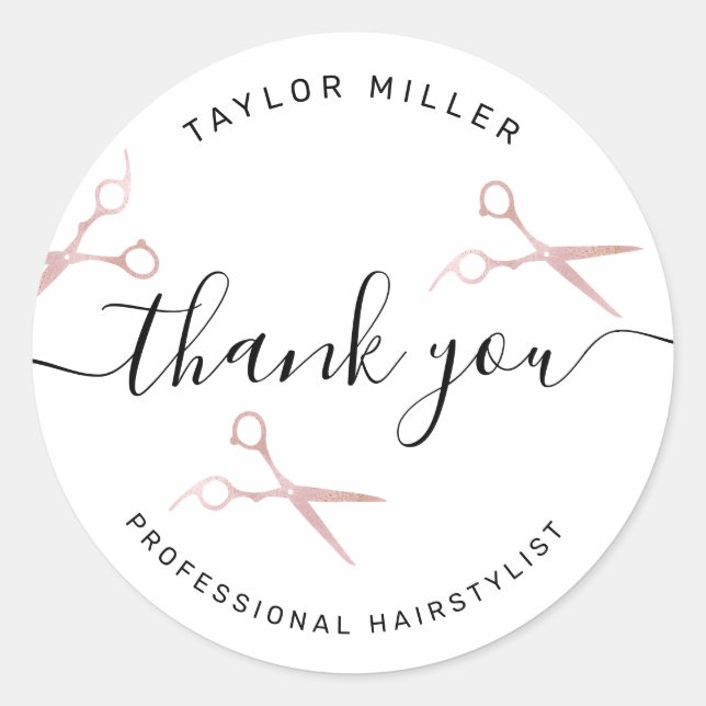 Eleganter, stilvoller Rose-Goldschere Runder Aufkleber (Vorderseite)