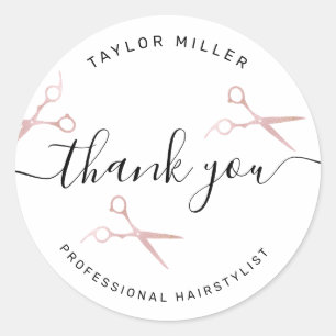 Eleganter, stilvoller Rose-Goldschere Runder Aufkleber