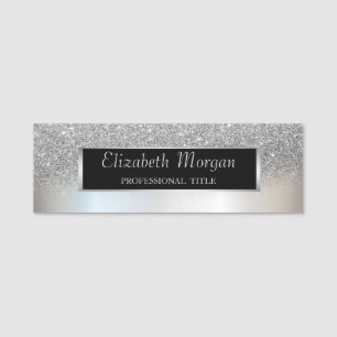 Eleganter stilvoller Silberrahmen, Glitter Ombre Namensschild