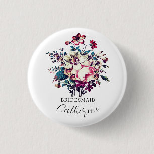 Eleganter stilvoller Vintage-Rosenstrauß Hochzeit Button