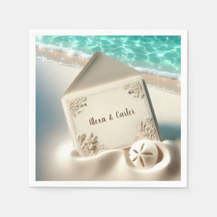 Eleganter Strand Hochzeit Einladung in Sand Serviette