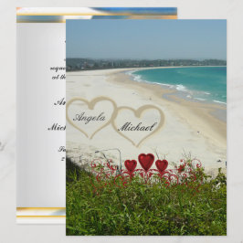 Eleganter Strand Hochzeit Einladung Rote Herzen
