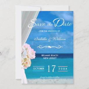 Eleganter Strand mit Blumen Save the Date