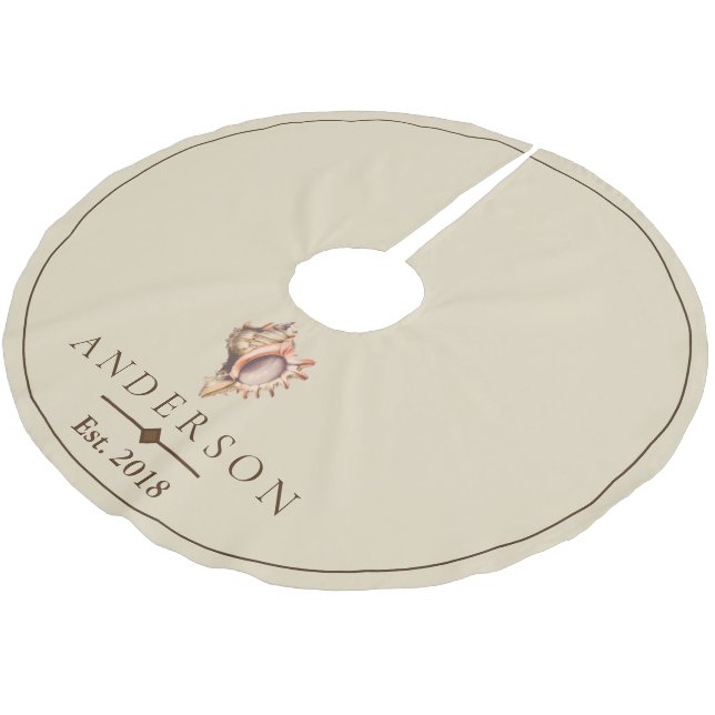 Eleganter Strand-TritonshornSeashell | Polyester Weihnachtsbaumdecke (Schrägansicht)