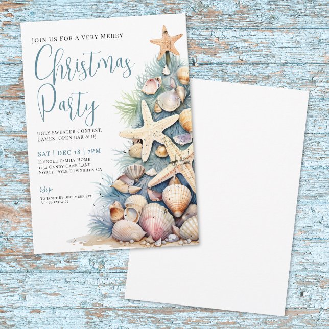 Eleganter Strand Weihnachten Einladung (Beach Christmas In July Invitation)