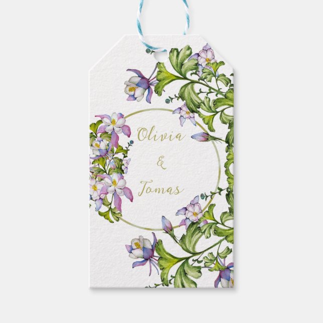 Eleganter Strauß von Aquarellsäulen Geschenkanhänger (Vorderseite)