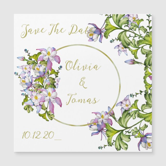 Eleganter Strauß von Aquarellsäulen Magneteinladung (Vorderseite)