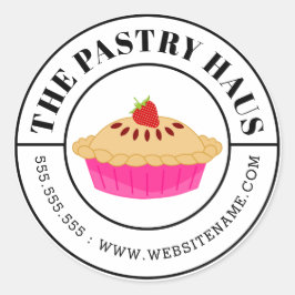 Eleganter Strawberry Pie und gekurbelter Text Runder Aufkleber