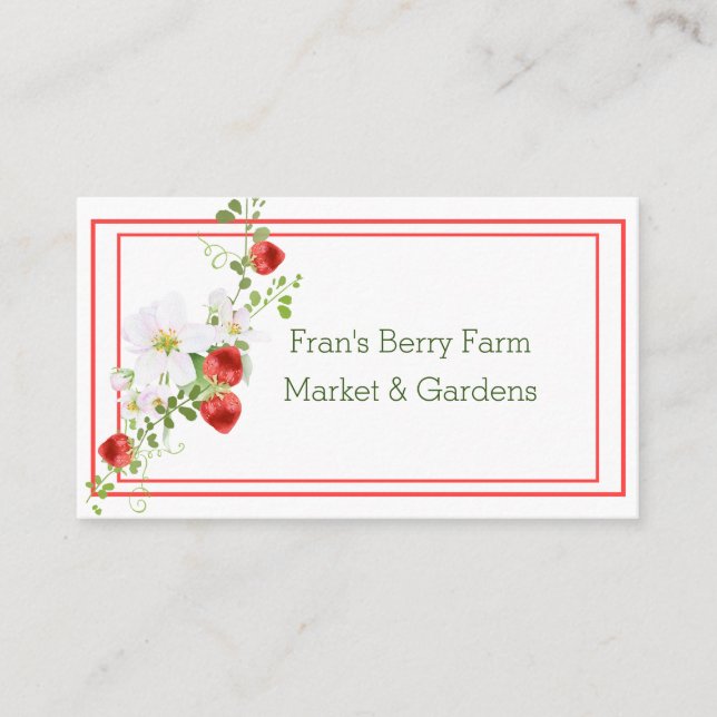 Eleganter Strawberry Vine mit Blume Business Card Visitenkarte (Vorderseite)
