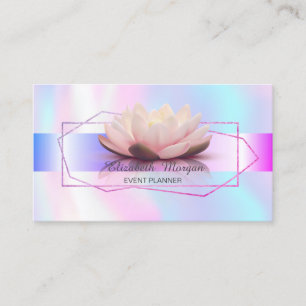 Eleganter Streifen Geometrischer Rahmen Lotus Holo Visitenkarte