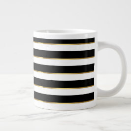 Eleganter Streifen schwarz-weiß Jumbo-Tasse