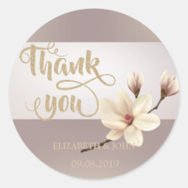 Eleganter Stripe Magnolia You Wedding Sticker