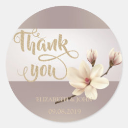 Eleganter Stripe Magnolia You Wedding Sticker
