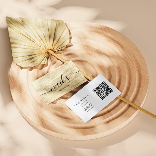 Eleganter Stylischer Nagelsalon Manicure Qr Code Visitenkarte (Von Creator hochgeladen)