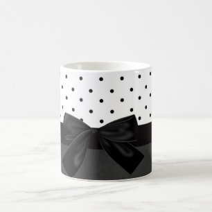 Eleganter, stylischer Schwarz-Weiß-Polka-Dots-Schw Tasse