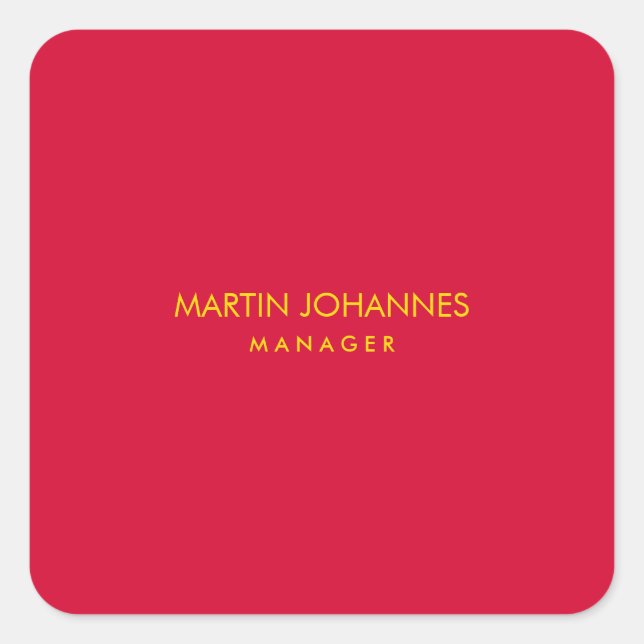 Eleganter stylish Cherry Red Gold Color Individuel Quadratischer Aufkleber (Vorderseite)