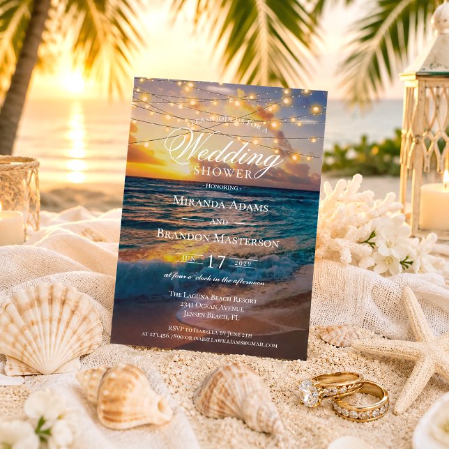 Eleganter Sunset Beach Summer Polterabend Einladung (Von Creator hochgeladen)