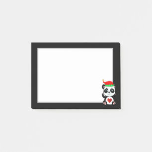 Eleganter süßer Panda-Bär-Cartoon auf Schwarz & We Post-it Klebezettel