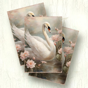 Eleganter Swan Lake Floral w Pink Water Lily Seidenpapier