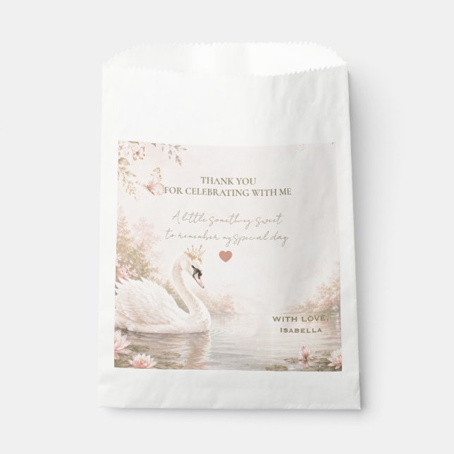 Eleganter Swan Lake Geburtstag Geschenktütchen (Vorderseite)
