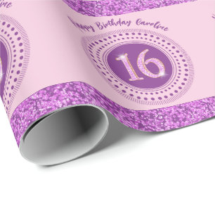 Eleganter Sweet 16 Geburtstag, rosa Glitter & Stre Geschenkpapier