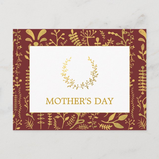 Eleganter Tag der Mutter mit dem Blumenreath Postkarte (Vorderseite)